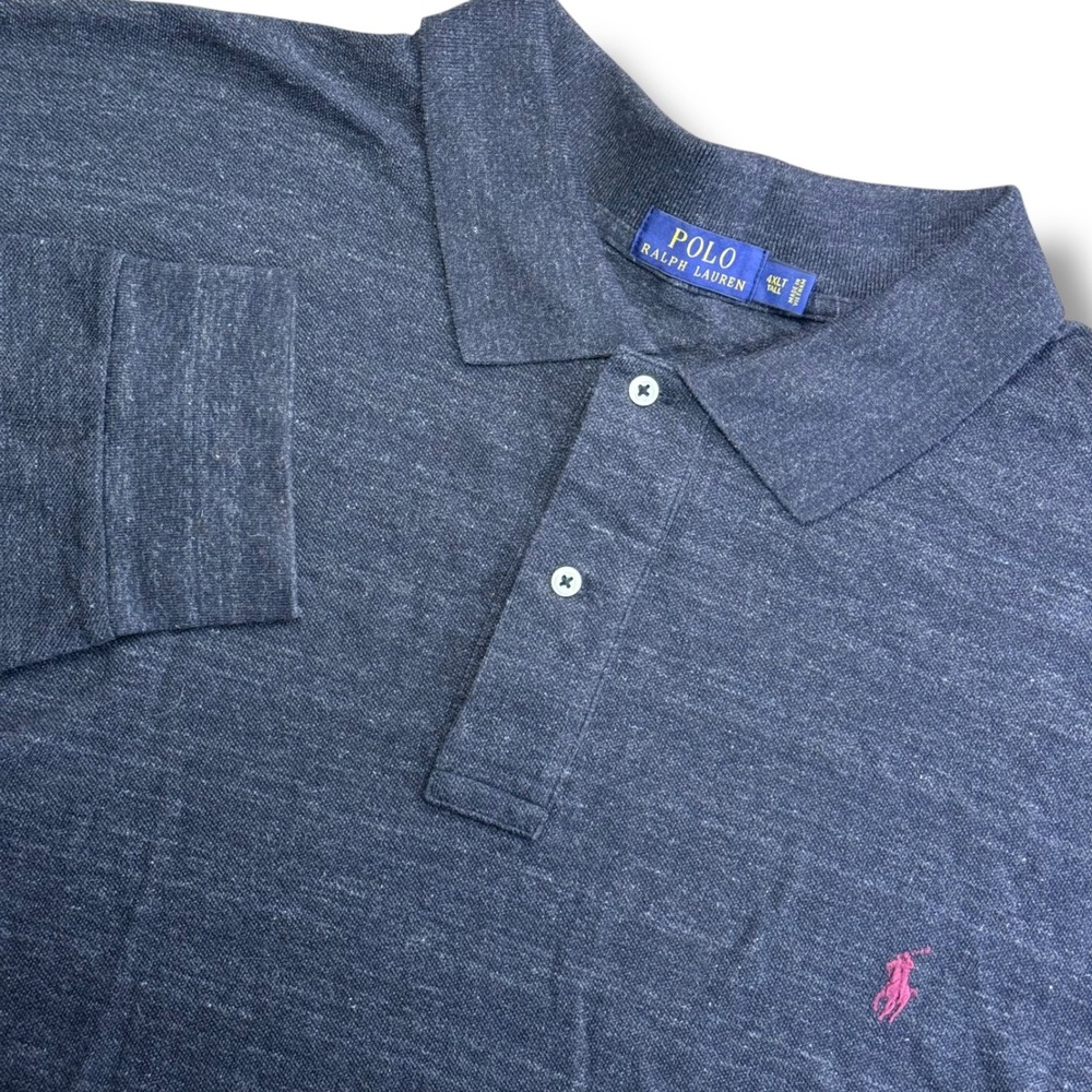 Polo Ralph Lauren Polo Shirt Mens 4XLT Charcoal Gray Heather Long Sleeve Pony